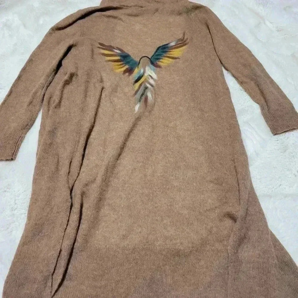 Saccharine New York Wool Alpaca Art To Wear Felted Eagle Bird Duster Sweater S - Picture 3 of 8